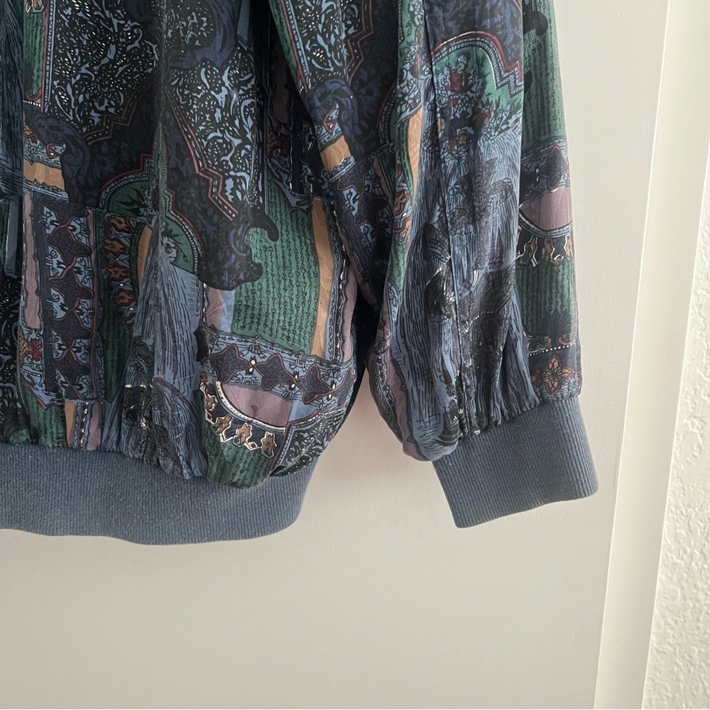 Vintage Patterned Silk Bomber Jacket - image 3